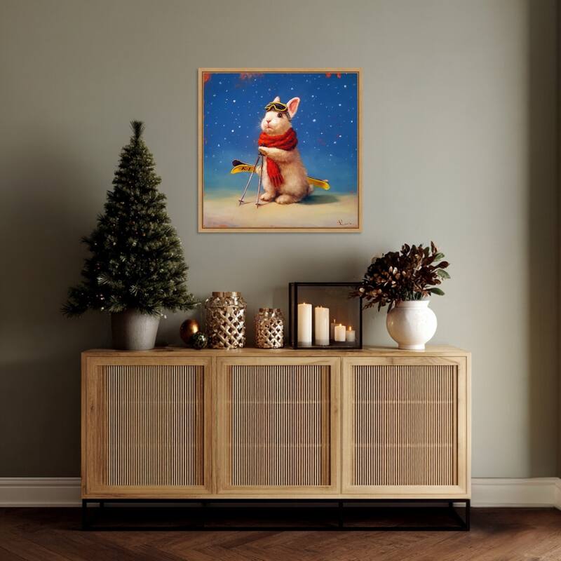 First Snow by Lucia Heffernan (22 x 22 in.), Framed Canvas Wall Art Print - Sylvie Natural