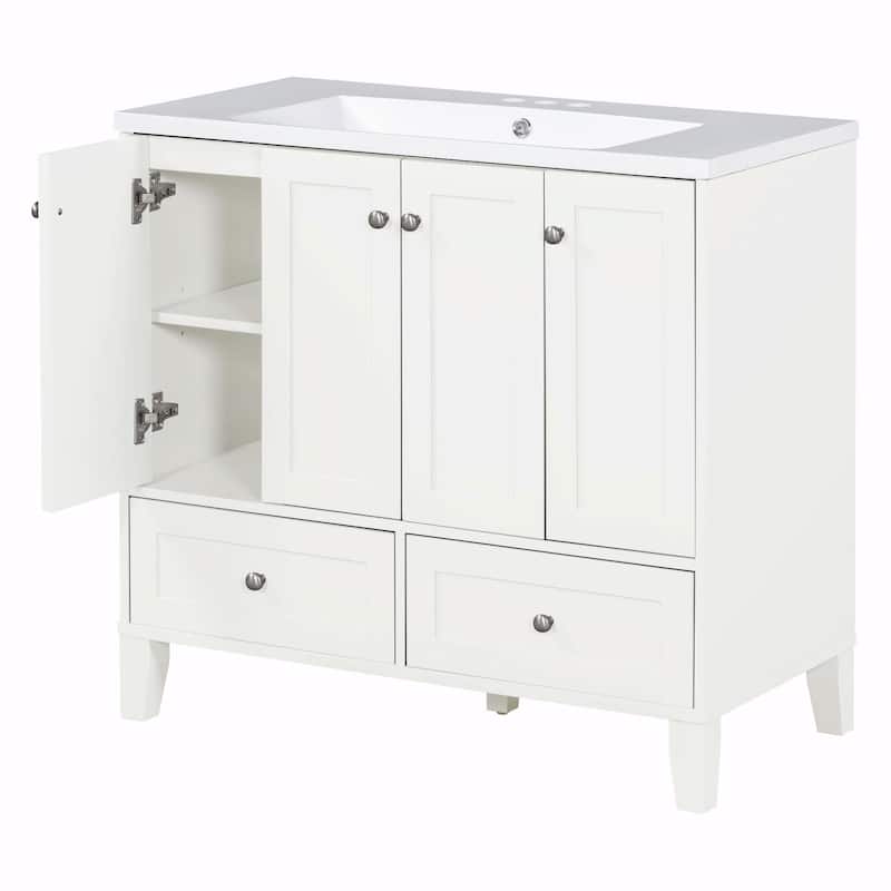 36'' Freestanding Bathroom Vanity with Resin Sink Combo