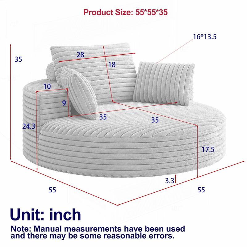Comfortable Corduroy Foam Swivel Chair for Various Rooms, Enhancing Relaxation