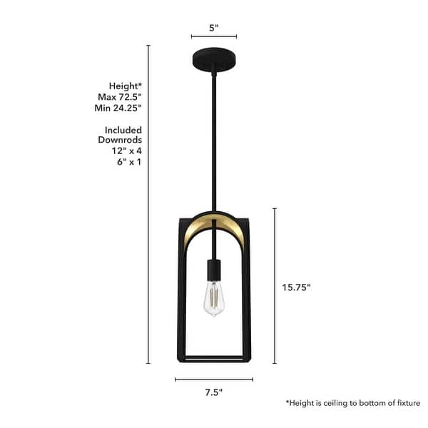 dimension image slide 1 of 2, Hunter Dukestown 1-Light Mini Pendant - Kitchen Island, Dining Room - Industrial, Contemporary, Transitional