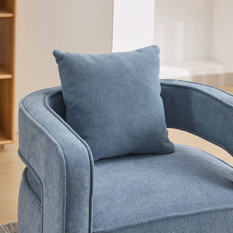 Swivel Accent Open Back Chair Modern Comfy Sofa Chair With Weathered Base For Nursery Bedroom Living Room Hotel Office
