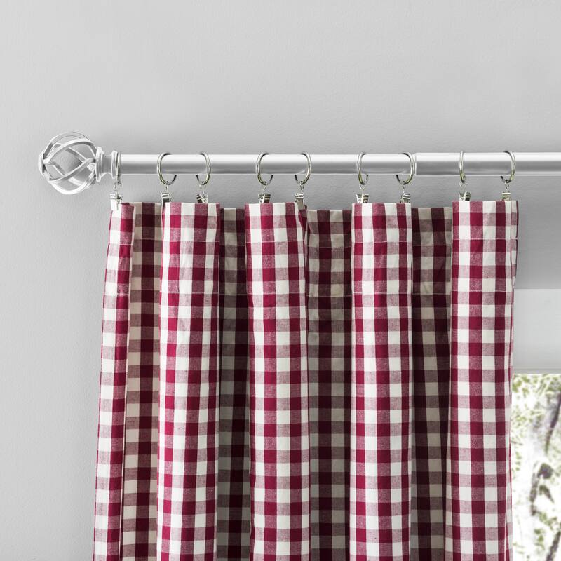Checkmate Cotton Rod Pocket Tailored Curtain Pair w/Tiebacks or Tailored Valance