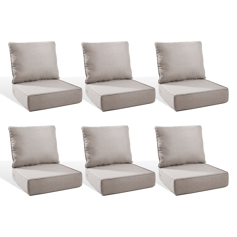 Pocassy 22"x24"x6" Inch Thick Cushions Indoor Outdoor Pillows Cushion - Beige Cushion - 6 Set Seat & Back Cushion