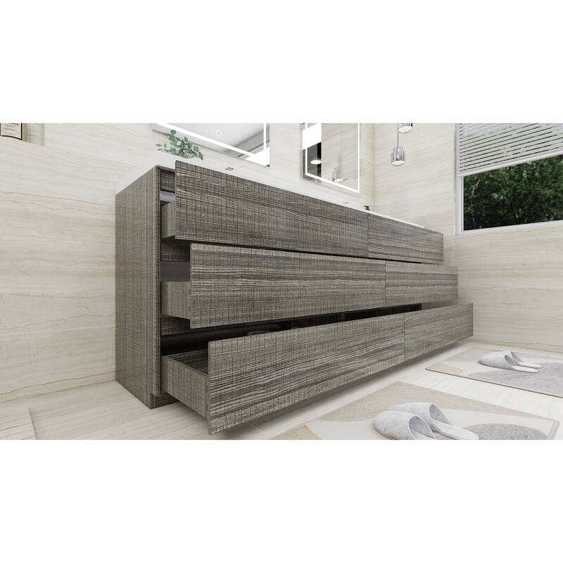 Aron 84'' Freestanding Vanity with Double Reinforced Acrylic Sink