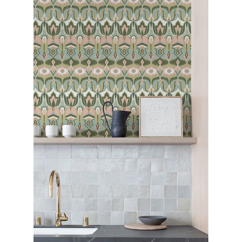 NuWallpaper Akira Green Peel and Stick Wallpaper