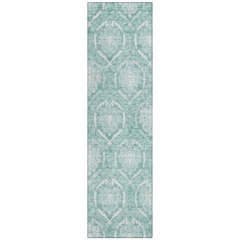 Machine Washable Indoor/ Outdoor Chantille Traditional Damask Rug