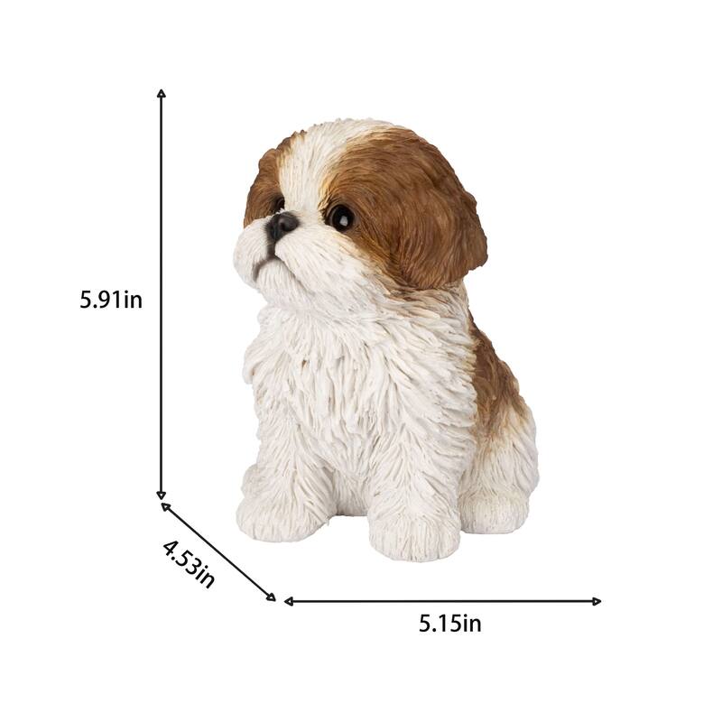 Sitting Shih Tzu Outdoor Garden Statue - 6" - Brown