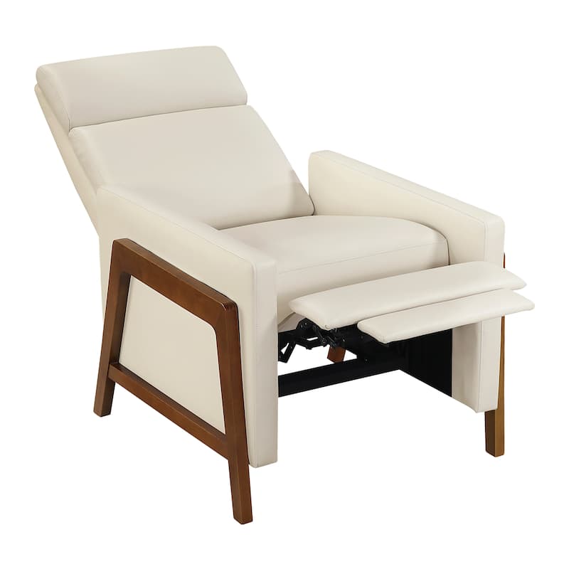 Enzo 29" Faux Leather Push Back Recliner with Exposed Wood Frame