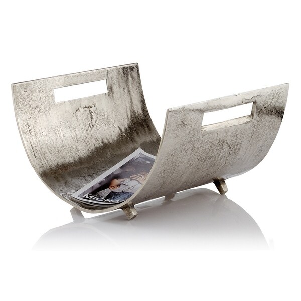 HomeRoots 16.5" x 17" x 10" Raw Silver - Magazine Basket - 10 x 16.5 x 17. Opens flyout.
