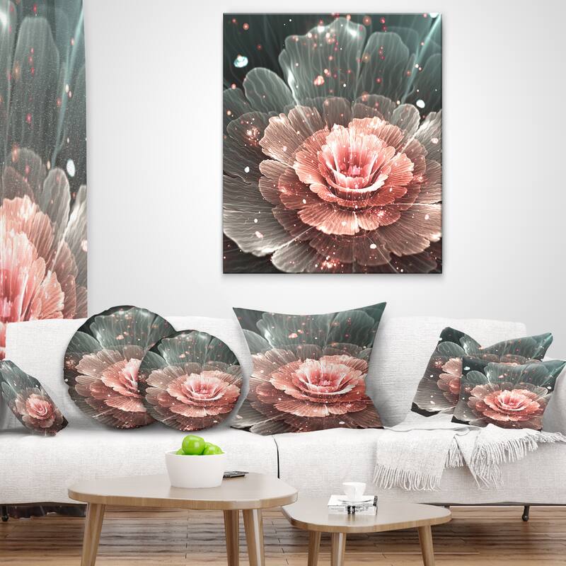 Abstract Fractal Pink Gray Flower - Floral Art Canvas Print