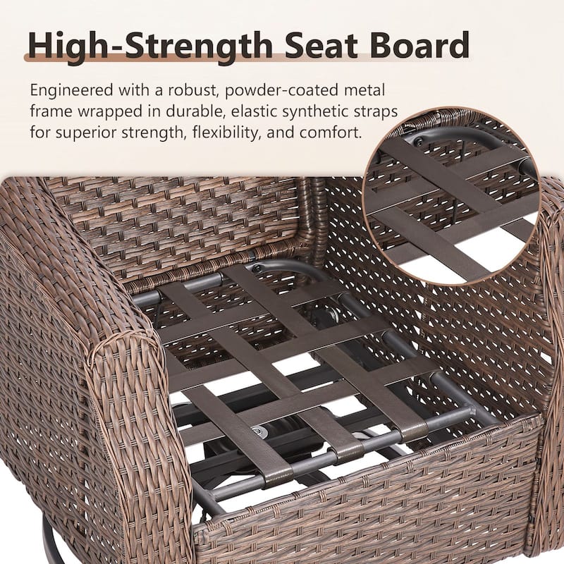 Gymojoy Outdoor Swivel Glider Chair with Side Table - All-Weather Rattan Wicker, 6" Waterproof Olefin Cushions