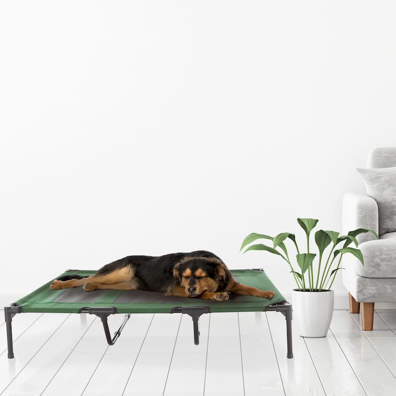 Petmaker Steel Frame Elevated Dog Bed with Non-Slip Feet - Indoor/Outdoor Puppy Cot for Pets