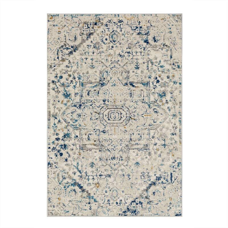 Mohawk Home Paris Floral Ornamental Medallion Woven Area Rug - 2' x 10' - Blue