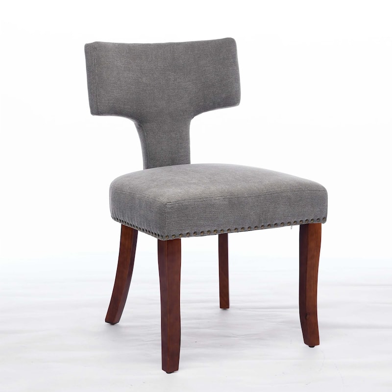 Farmhouse Mid Century Linen Fabric Dining Chairs Set of 2