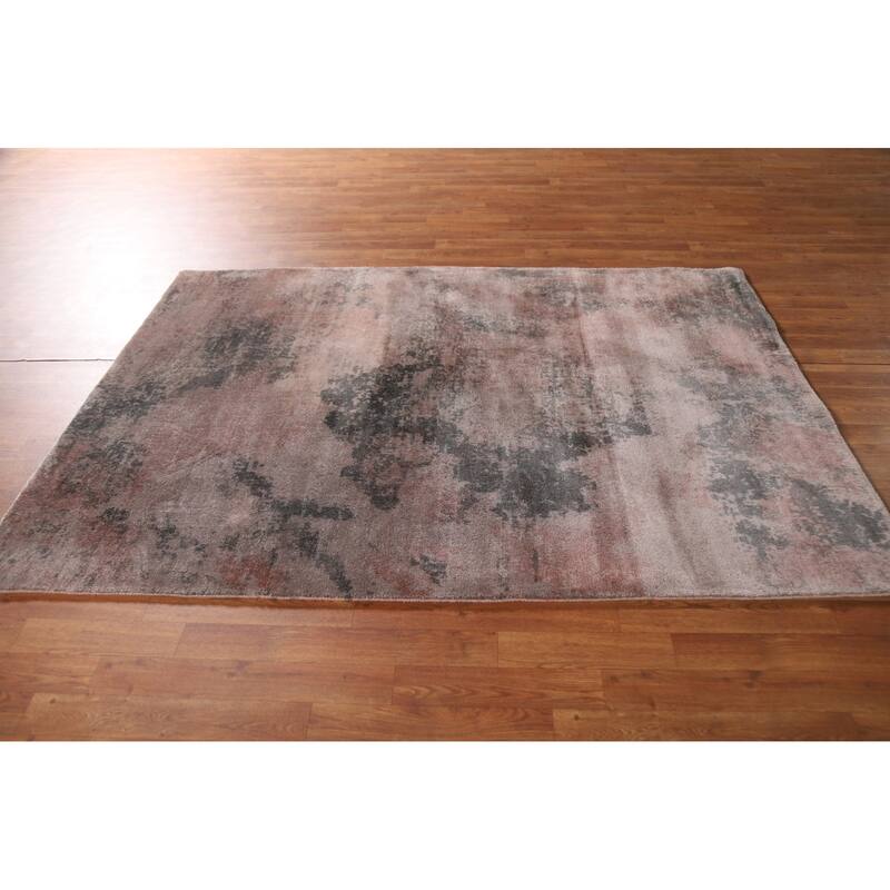 All-Over Abstract Indian Modern Rug Hand-Knotted Wool Carpet - 4'10"x 6'11"