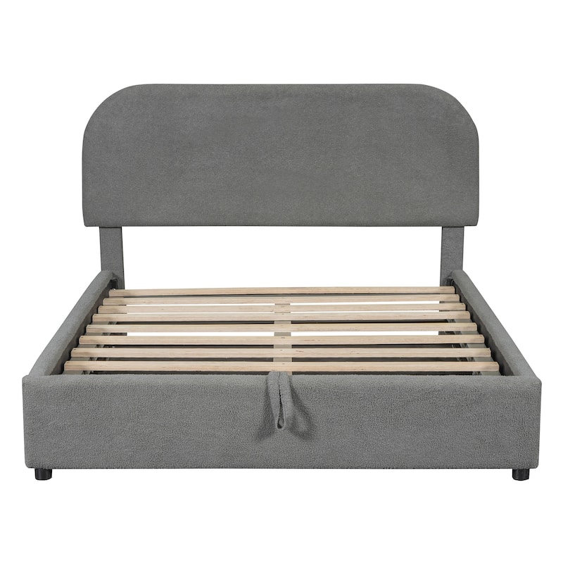 Teddy Fleece Upholstered Platform Bed with Hydraulic Storage