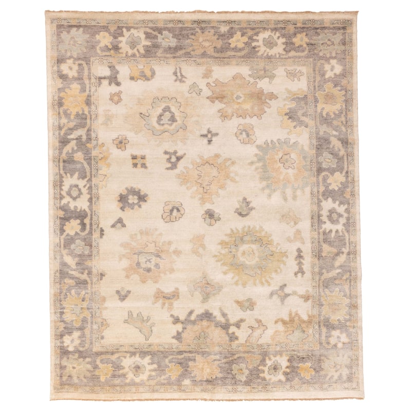 ECARPETGALLERY Hand-knotted Modern Oushak Ivory Wool Rug - 8'2 x 9'11