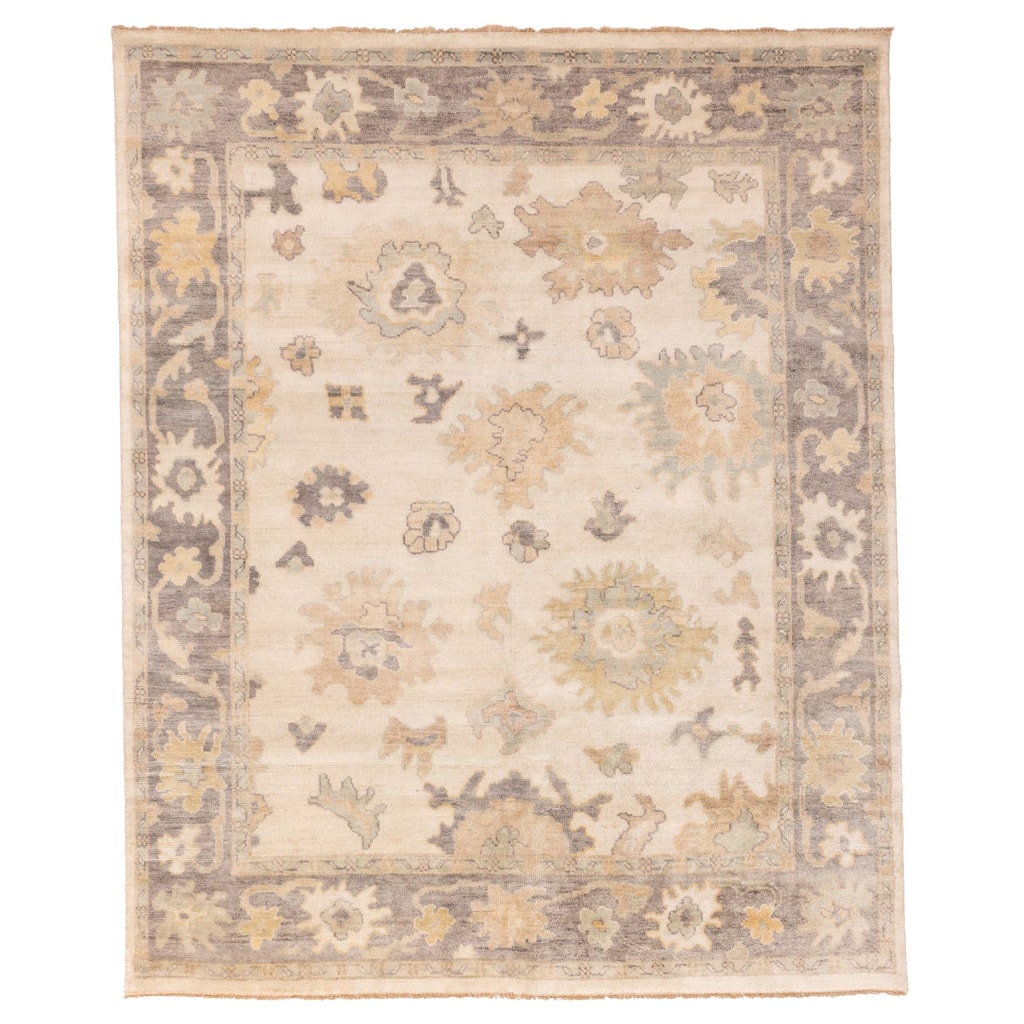 ECARPETGALLERY Hand-knotted Modern Oushak Ivory Wool Rug - 8'2 x 9'11