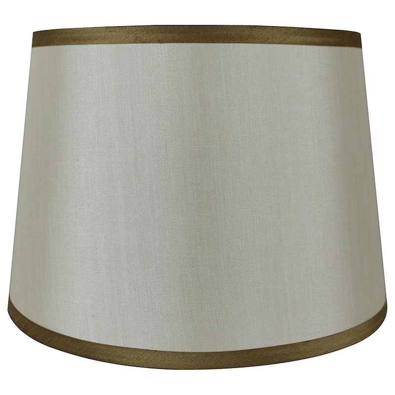 French Drump Lamp Shade, 12" to 14" Bottom Size - 12" - Cream, Gold