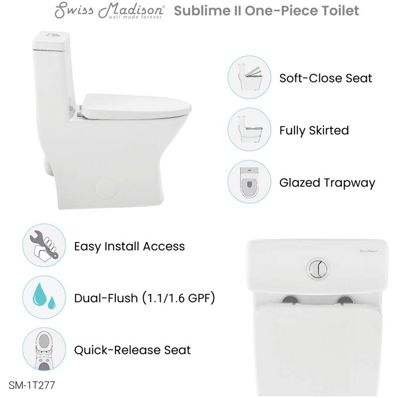 Swiss Madison SM-1T277 Sublime II 1.6 GPF Dual Flush One Piece Round