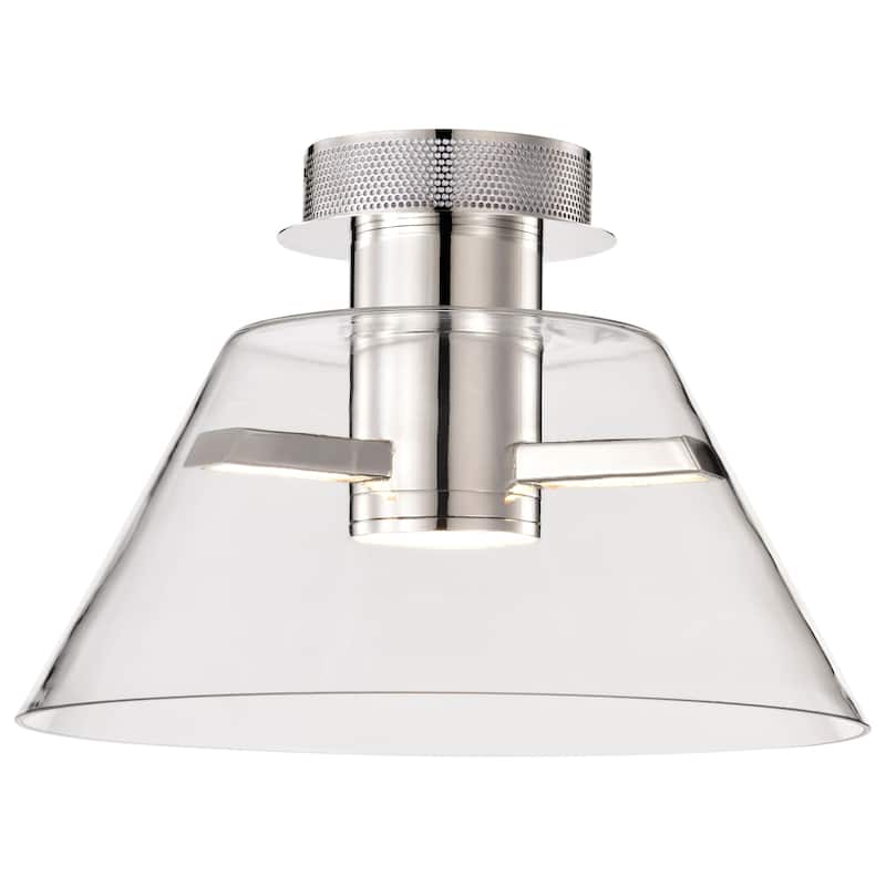 Edmond - 14 Inch LED Semi Flush - Polished Nickel with Clear Glass - Polished Nickel