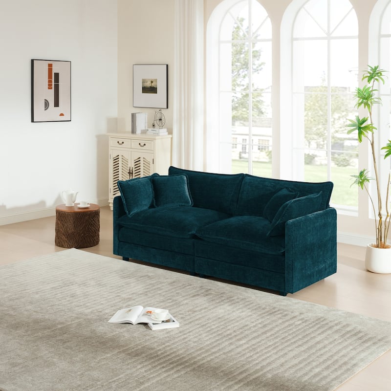 Cloud Chenille Upholstered Modular Sectional Sofa with DIY Combination Design