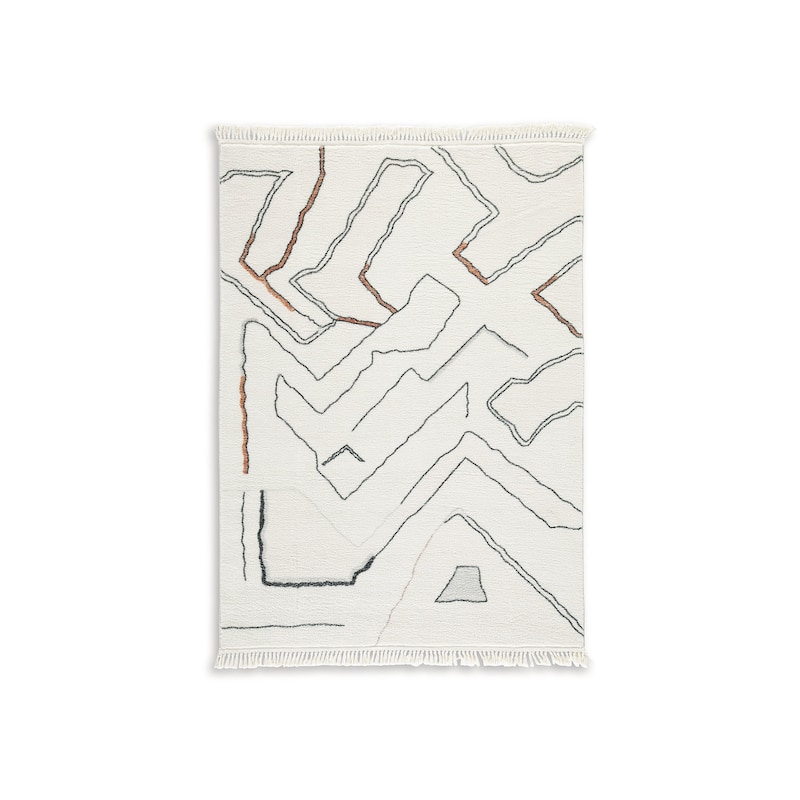 Signature Design by Ashley Cadeworth White/Brown Rug - 7'6"W x 10'D