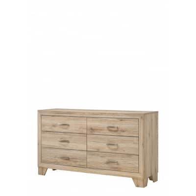HomeRoots 59" Natural Brown Manufactured Wood Six Drawer Double Dresser