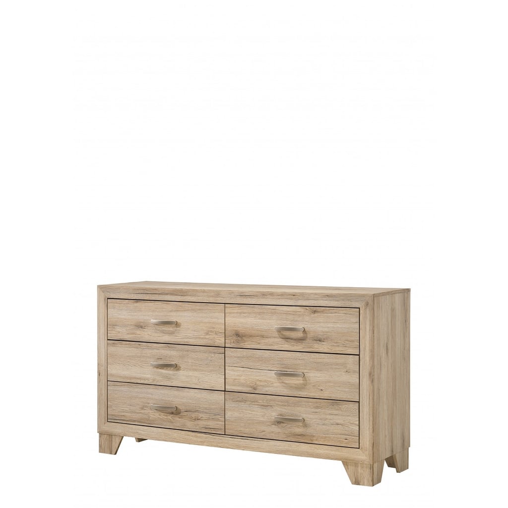 HomeRoots 59" Natural Brown Manufactured Wood Six Drawer Double Dresser