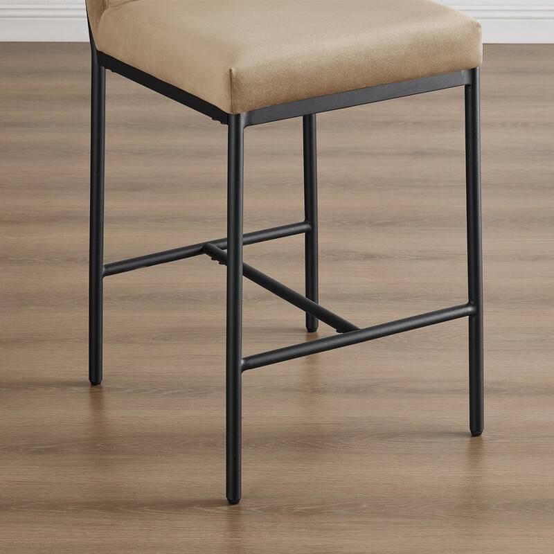 Spruce & Spring Velvet Tufted Counter Bar Stool with Metal Frame