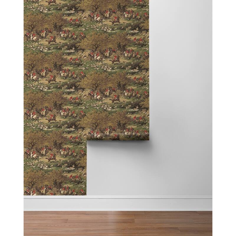 Harry & Grace Taunton Hunt Scene Premium Matte Non-Woven Peel and Stick Wallpaper