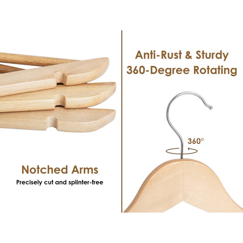 StorageWorks Wooden Clothes Hangers, Hangers for Coats, Shirts, Jackets, Pants, Suits