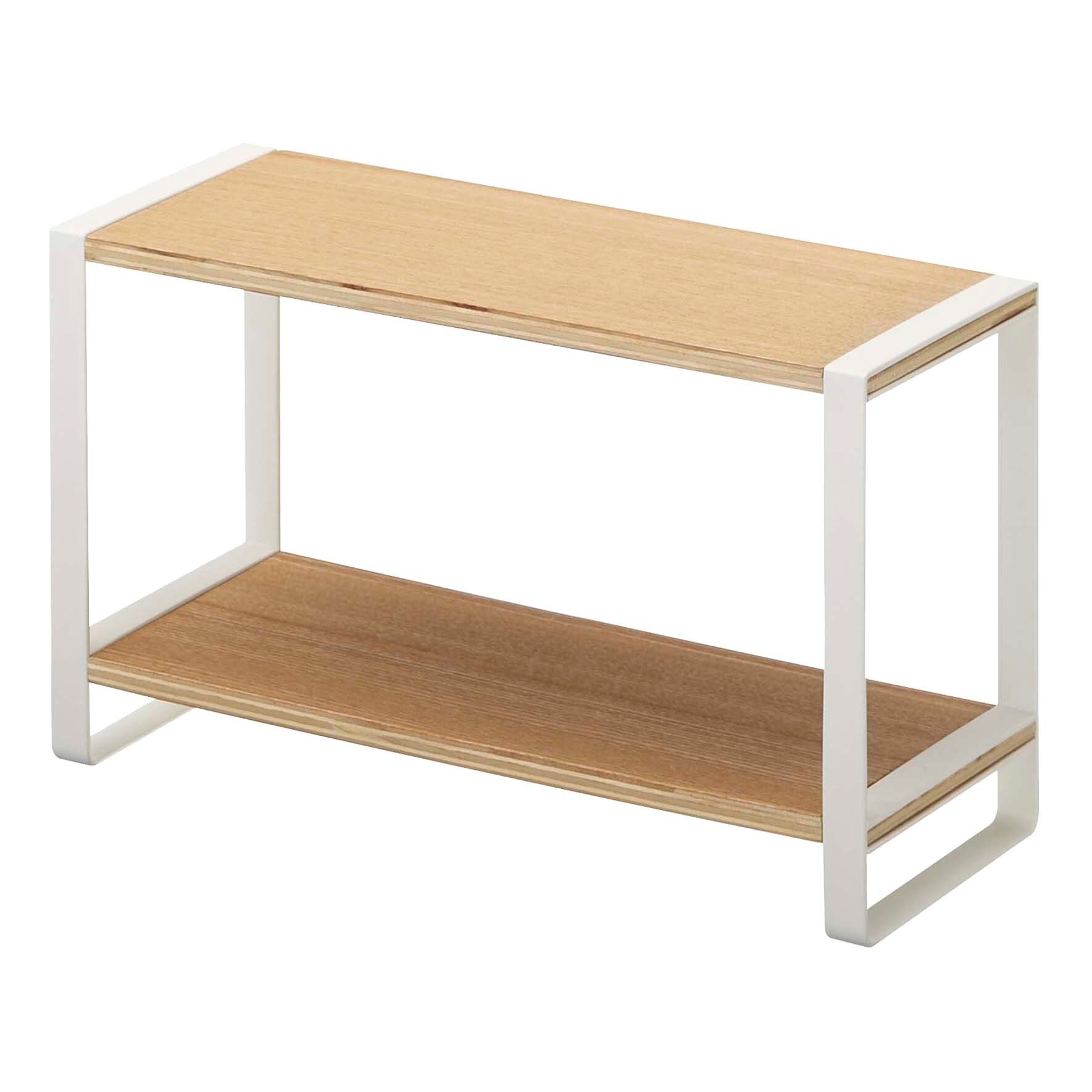 Yamazaki Home Two-Tier Riser, Steel and Wood, Holds 8.8 lbs - L