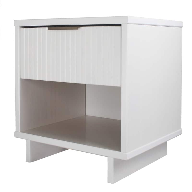 Manhattan Comfort Granville Mid Century Solid Wood 1 Drawer Nightstand Set of 2