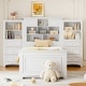 preview thumbnail 1 of 18, All-In-One Bookcase Bed Twin Size Platform Bed w/ Drawers and Shelves Twin - White