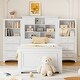 preview thumbnail 1 of 12, Twin Wood Platform Bed with Storage Cabinet and Drawers, White White