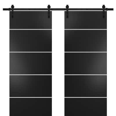 Sturdy Double Barn Door 36 x 80 with Planum 0210 Matte Black with 13FT