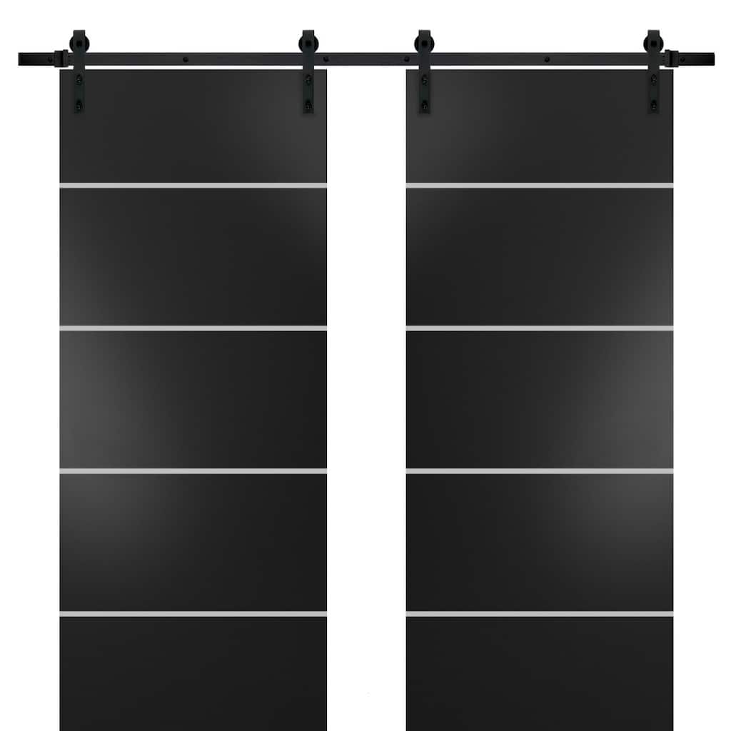 Sturdy Double Barn Door 36 x 80 with Planum 0210 Matte Black with 13FT