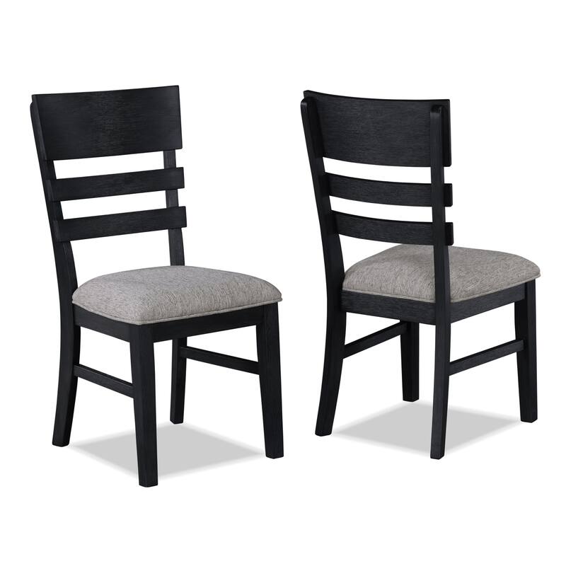 2pc Contemporary Transitional Style Side Chair,Upholstery Seat Ladder Back Dining Chair