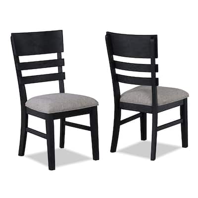 2pc Contemporary Transitional Style Side Chair,Upholstery Seat Ladder Back Dining Chair