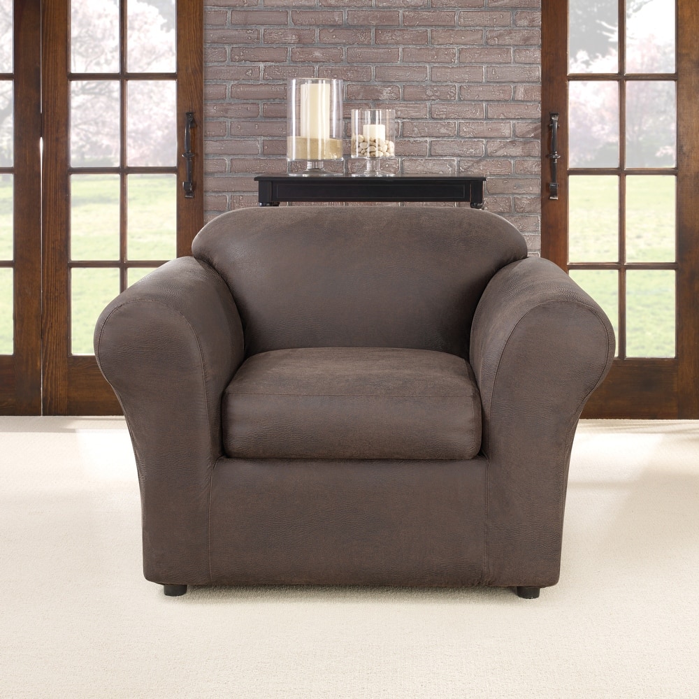 SureFit Ultimate Stretch Leather 2 Piece Chair Slipcover