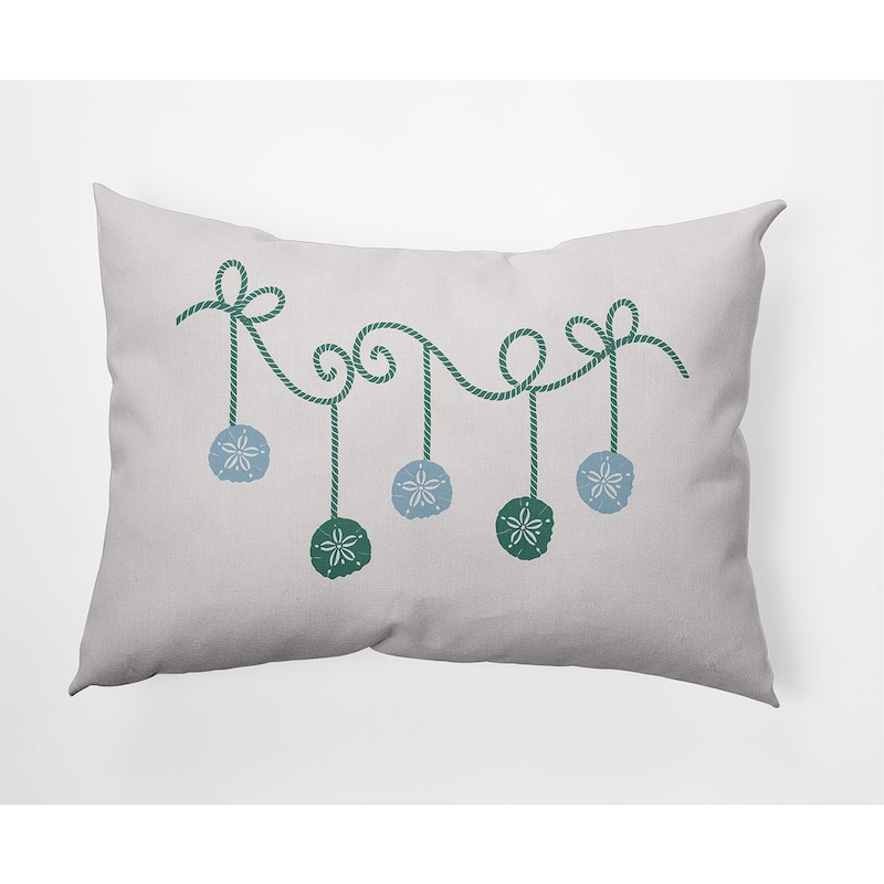Sanddollar Ornaments Christmas Indoor/Outdoor Throw Pillow - 14" x 20" - Snow/Mint