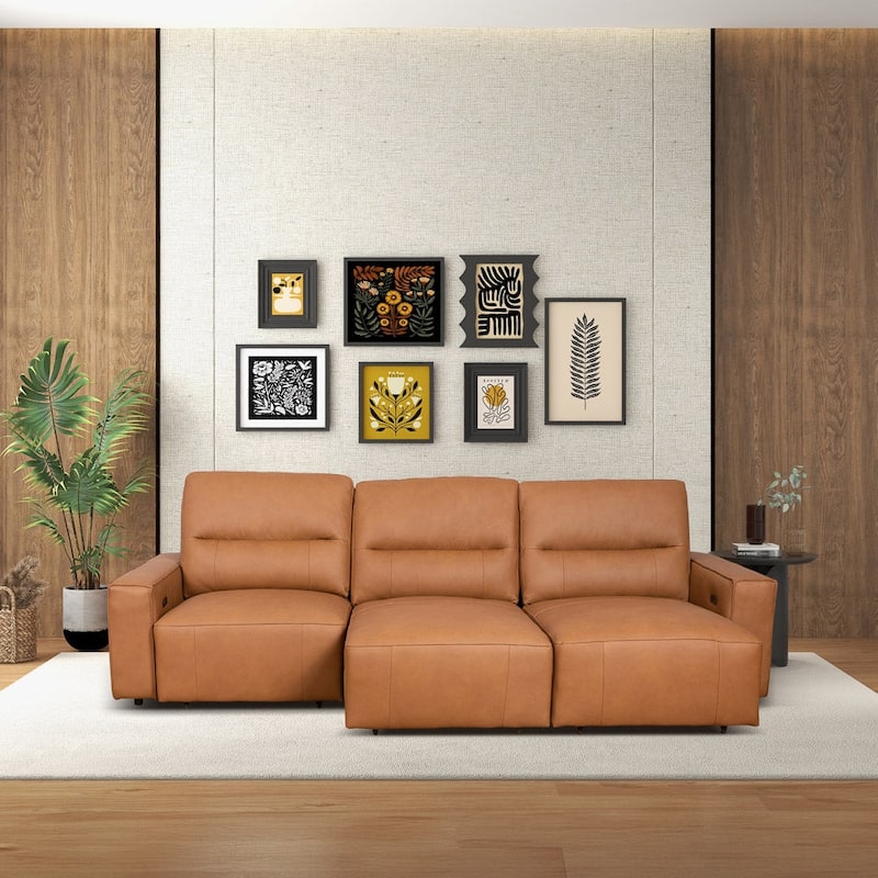 GDFStudio - Grant Top-Grain Leather Triple Power Convertible Sofa