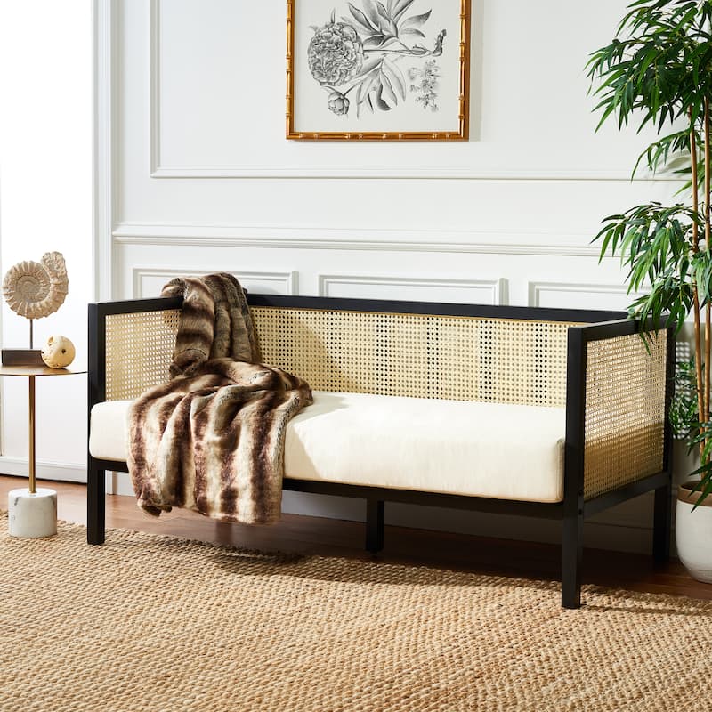 SAFAVIEH Dune Rattan Sofa - 29" W x 62" D x 30" H - Black