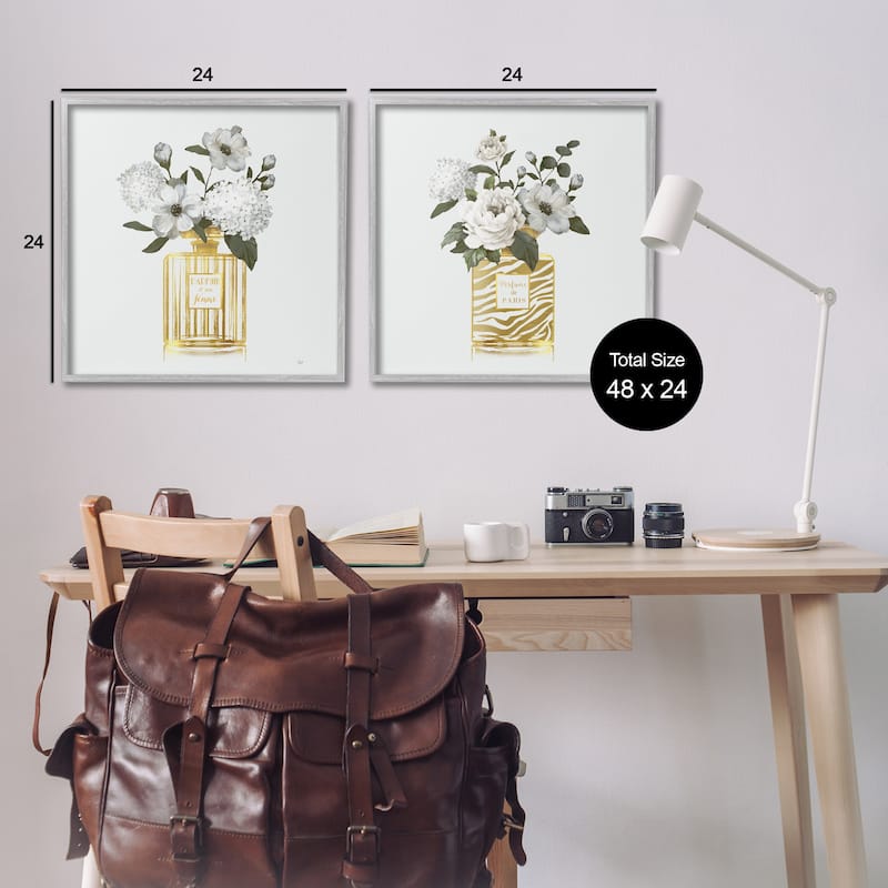 Stupell Glam Detailed Perfume Bouquets Framed Giclee Art Design By Nan (Set of 2)