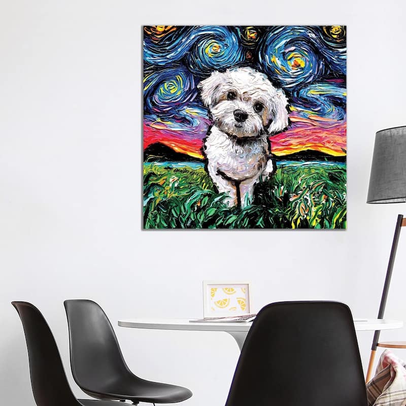 iCanvas "Maltipoo Night" by Aja Trier Canvas Print - 37x37x1.5