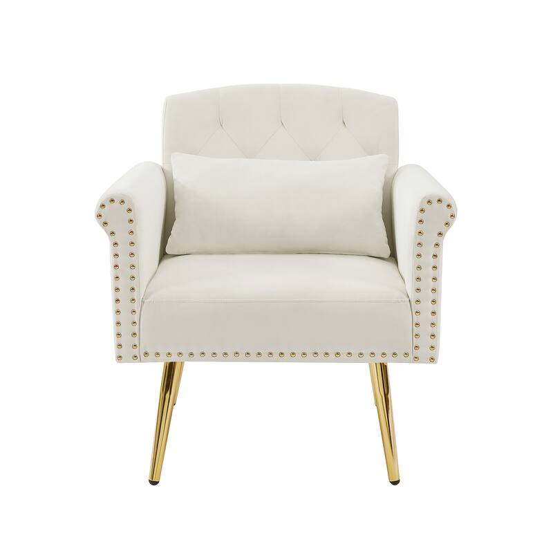 Modern velvet armchair with metal legs for Living Room, Office, Spacious Space