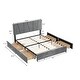preview thumbnail 4 of 22, Modern & Simple Style Queen Size Upholstery Wood Platform Bed with Four Drawers,Adjustable Headboard