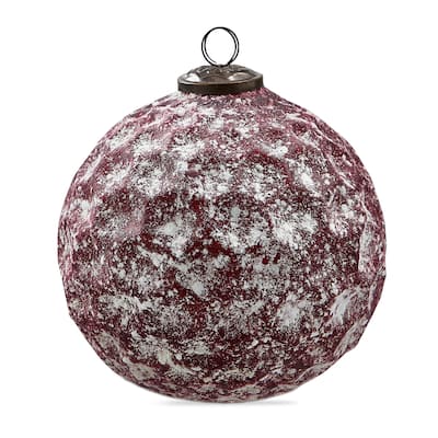 Antiqued Honeycomb Glass Ornament 6.5 In Red - Elegant Christmas Tree Decoration
