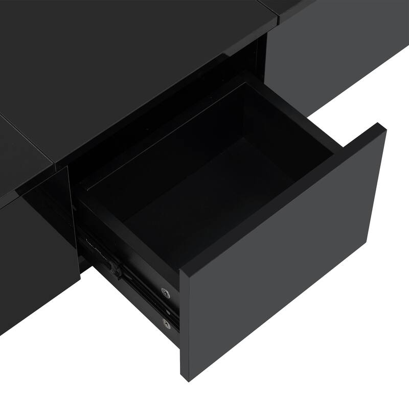 Modern Stylish Coffee Table Extendable Coffee Table with 2 Large Storage Compartments 2 Drawers, for Living Room